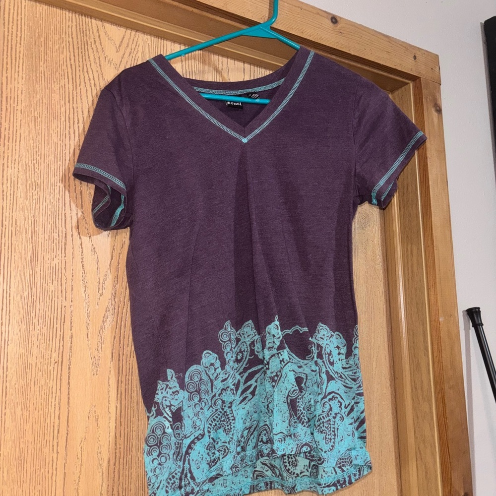 Cruel Girl Purple and Blue Graphic Short Sleeve Tee